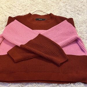 Vero Moda Pink and Brown Crew Neck Sweater